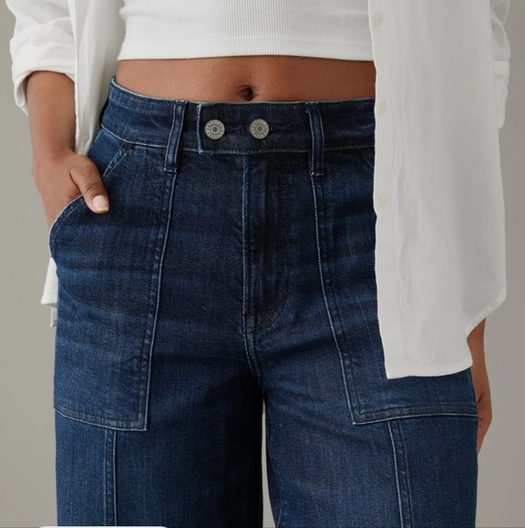 American Eagle Outfitters Womens Super High Rise Baggy Wide Leg Jeans - Picture 2 of 8